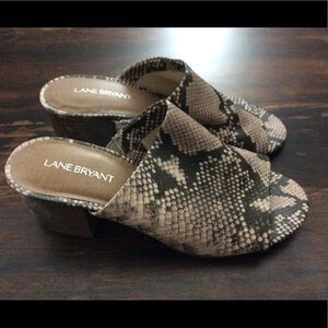 Lane Bryant Snakeskin Slide Open Toe Sandal 7w